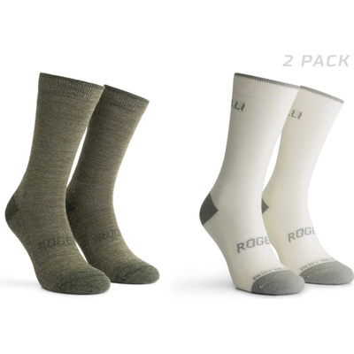 Rogelli Funkčné zimné ponožky MERINO 2 páry khaki a taupe