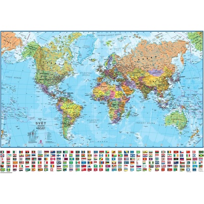 Maps International Svět politický nástěnná mapa 136 × 100 cm s vlajkami, česky, lamino – Zboží Dáma