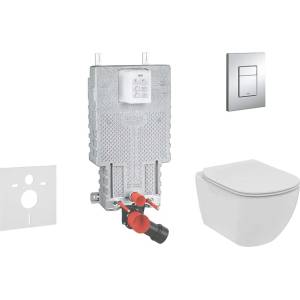 GROHE Uniset - Комплект от предстена инсталация, тоалетна чиния и седалка Ideal Standard Tesi, бутони Skate Cosmopolitan, хром 38643SET-KE (38643SET-KE)