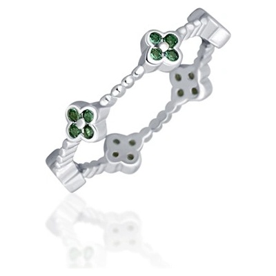 Moderní stříbrný prsten se čtyřlístky STRP0529F