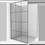 Mexen Kioto L стена за душ Walk-in 100 x 200 см, черна решетка, злато - 800-100-103-50-77 (800-100-103-50-77)