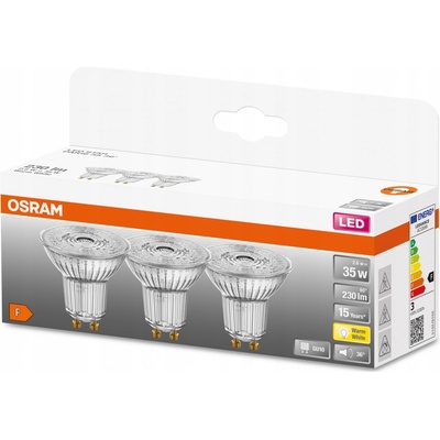 Osram Led žárovky Halogen GU10 2,6W 2700K 36st x3