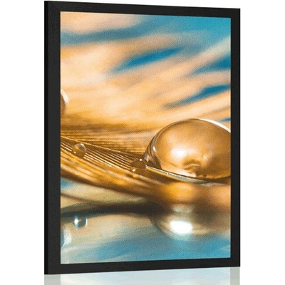 Plakát kapka vody na zlatém pírku - 60x90 no frame