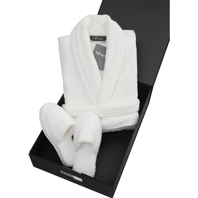 Soft Cotton luxusný župan SEHZADE biela / strieborná výšivka + papučky (40/42) + uterák + box