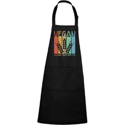 Dobrý Triko Zástěra s potiskem Vegan Černá