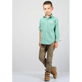 Rumena Kids Риза за момче с навиващи ръкави в зелено каре rumena