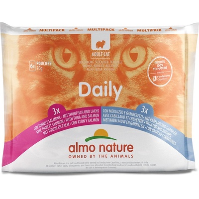 Almo Nature Cat Daily Menu Mix tuňák & losos treska & krevety 6 x 70 g