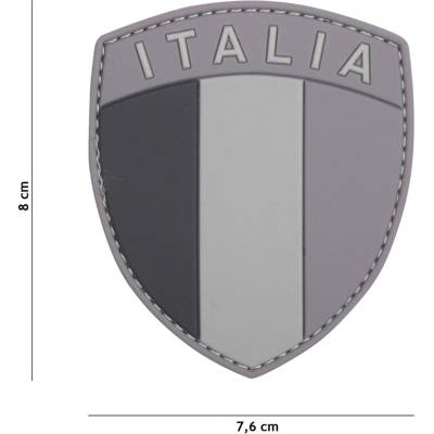 Gumová nášivka 101 Inc vlajka Italia - sivá
