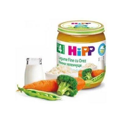 HiPP Био пюре от нежни зеленчуци с ориз hipp, 4+ месеца, 125гр