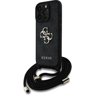CG Mobile iPhone 16 Pro GUESS PU 4G METAL LOGO CROSSBODY STRAP пластмасов протектор за телефон, удароустойчив, каишка за рамо, ЧЕРЕН GUHCP16LP4GMGCRK (GUHCP16LP4GMGCRK)