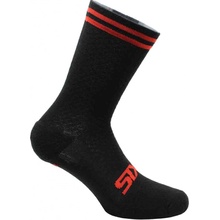SIX2 Cyklistické ponožky klasické MERINO WOOL čierna/červená