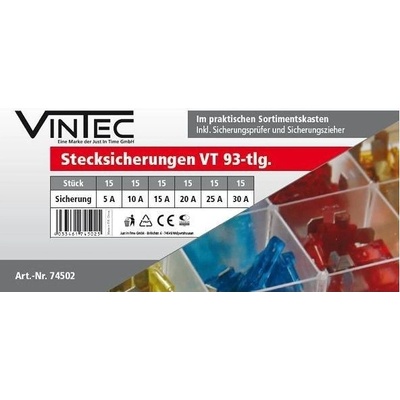 Vintec Autopojistky nožové se zkoušečkou VT 93 74502V