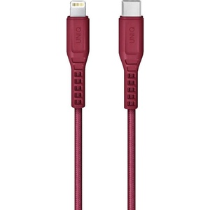 Uniq USB-C към Lightning кабел за Apple устройства с Lightning порт (120 см) - Uniq Flex USB-C to Lightning Cable PD 18W (червен) (UNIQ-FLEX(CTMFI)-RED)