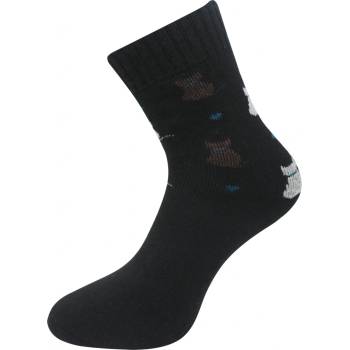 Biju dámské froté ponožky s potiskem kočiček TNV9231 9001503-4 9001503CH černé