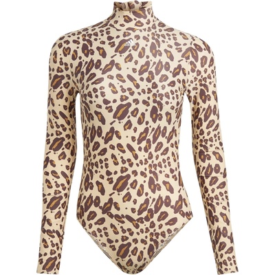 Adidas Бански костюм Adidas Long Sleeved Animal Print Swimsuit - Brown/White