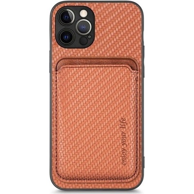 Púzdro FixPremium - Carbon s MagSafe Wallet iPhone 12 Pro, hnedé