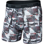 Saxx Мъжко синтетично термобельо Saxx Quest Quick-Dry Mesh Boxer Brief Fly 6'' Synthetic base layer - Winter Trek / Black (014-2478-1112)