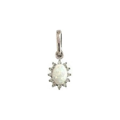 Infinitysilver Stříbrný přívěsek s bílým opálem a zirkony KP247OPb