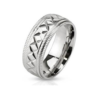 Šperky4U Ocelový prsten s křížkovým dekorem OPR1514