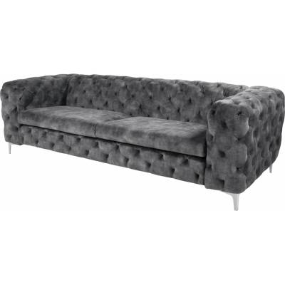 Bighome Pohovka MODERN BAROCK 240 cm tmavosivá zamatová Chesterfield look