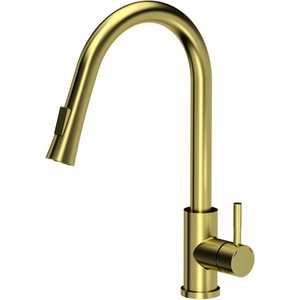 Quadron Кухненски смесител с издърпващ се душ Quadron Pop Julia, златист гланц (3673500PVDG1)