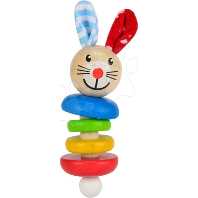 Drevený zajačik hrkálka Baby Eichhorn s krúžkami od 3 mes