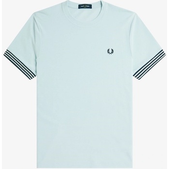 Fred Perry Тениска Fred Perry Stripe Cuff T-Shirt - Light Ice R30