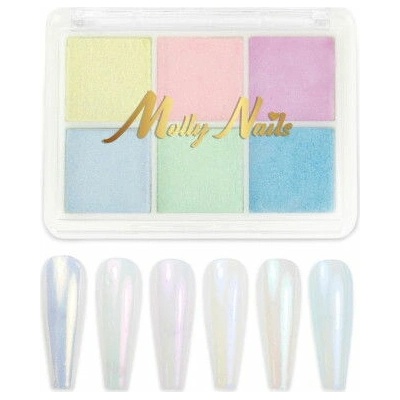 Molly Nails Zrkadlový efekt prášok na nechty kazeta 6 farieb č. 8