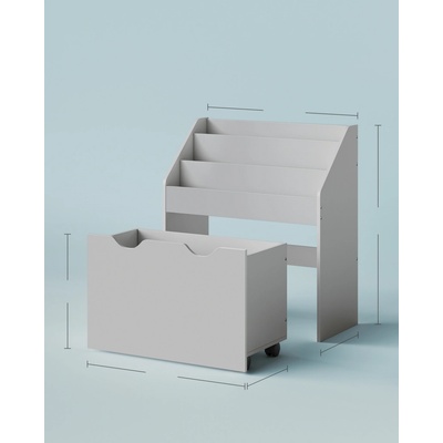 SONGMICS Dětský regál na knihy, regál na hračky, se 3 policemi a kolečky, holubičí šeď – Zboží Mobilmania