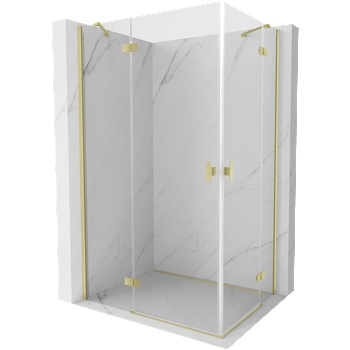 Mexen Mist-H Duo лява окачена душ кабина 80 x 75 см, прозрачна, златна матова - (8A5-080L-075P-55-00)