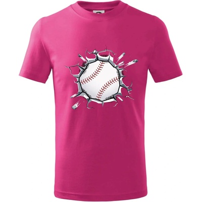 Baseball míč v triku tričko dětské bavlněné malinová