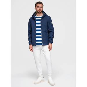 Ombre Clothing Мъжко яке SOFTSHELL с вълнен подплат и качулка - тъмно синьо V5 OM-JANP-0292 Ombre Clothing Ombre Clothing | Sin | МЪЖЕ | S