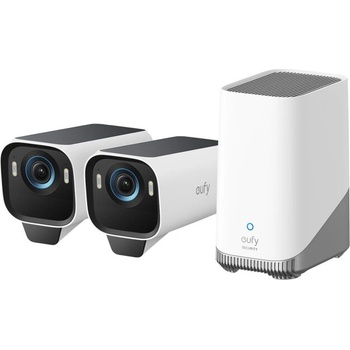 Anker Anker Eufy EufyCam S3 Pro WiFi комплект две камери с HomeBase 3, 4K, BionicMind, MaxColor Vision, соларен панел (T88923W1)
