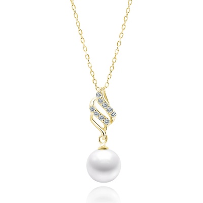 Olivie Strieborný náhrdelník biela perla gold ​​7521