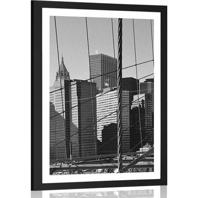 Plakát s paspartou Manhattan v černobílém provedení - 40x60 no frame