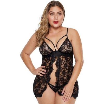 Dámská košilka s kalhotkami Floral Plus Size Babydoll