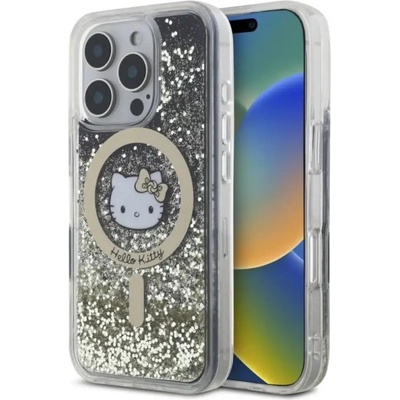 Hello kitty Калъф Hello Kitty Liquid Glitter Fever MagSafe за iPhone 16 Pro Max - златен (3666339337490)
