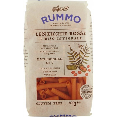 Rummo bezlepkové cestoviny Maccheroncelli No.7 červená šošovica 300 g