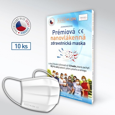 Nano M.ON Nano rouška Prémiová Nanovlákenná zdravotnická maska Univerzální bílá 10 ks – Zboží Dáma
