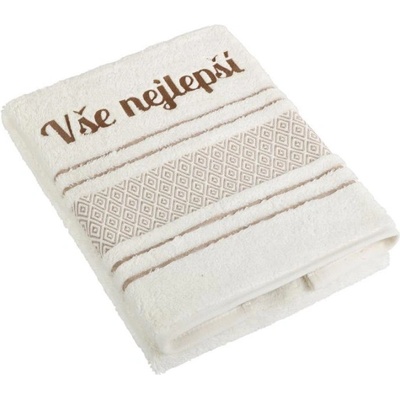 Bellatex ručník mozaika s výšivkou Vše nejlepší Ručník 50 x 100 cm krémová