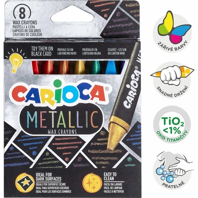 Carioca Metallic voskovky trojhranné 8 ks