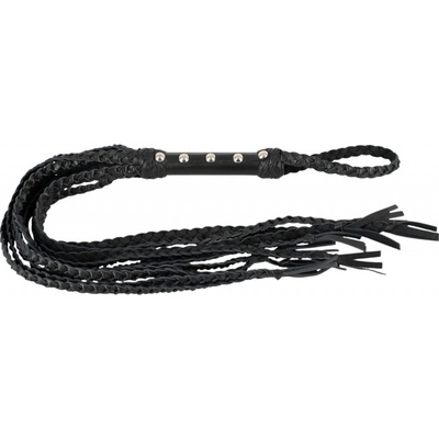 ZADO Černý kožený bič s 9 prameny