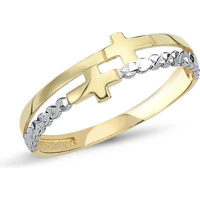 Lillian Vassago Prsten s křížky z kombinovaného zlata LLV46 GR022