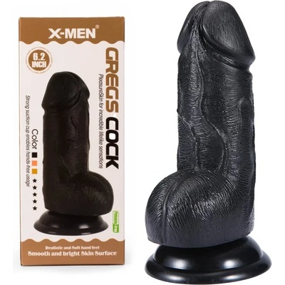 Пенис дилдо с тестиси, черно изкушение, 15, 8см. - X-Men Greg's Cock (XMEN000094)
