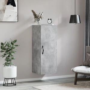 vidaXL Стенен шкаф, бетонно сив, 34, 5x34x90 см, инженерно дърво (834998)