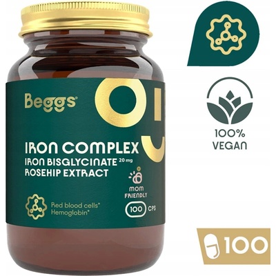Beggs Železitý bisglycinát 20 mg extrakt zo šípok 100 kapsúl