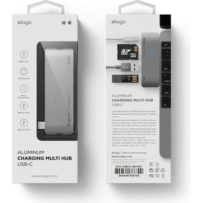 elago Multi USB-C Hub, тъмносив (ECA-USBC2-HB-DG)
