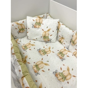 Dizain Бебешки спален комплект Моето Зайче със зелено Ластик Цип Comfort Line
