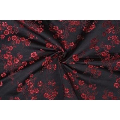 Brokát velká sakura, červeno-černý
