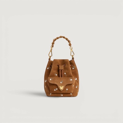 Coccinelle BEAT GENERATION SNOWDROP EMBROIDERY semišová kabelka Cognac E1VB7230301W11TU